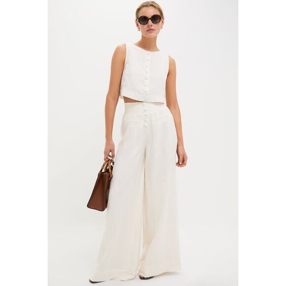 WEWOREWHAT Off-White Boxy Linen Boatneck Top Size 0 NWT Retail $99 Tuckernuck - Picture 7 of 8